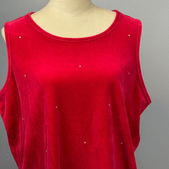 The Quacker Factory Red Velvet Diamond Bling Tank Plus 1X Layering Embellishment - Picture 5 of 7